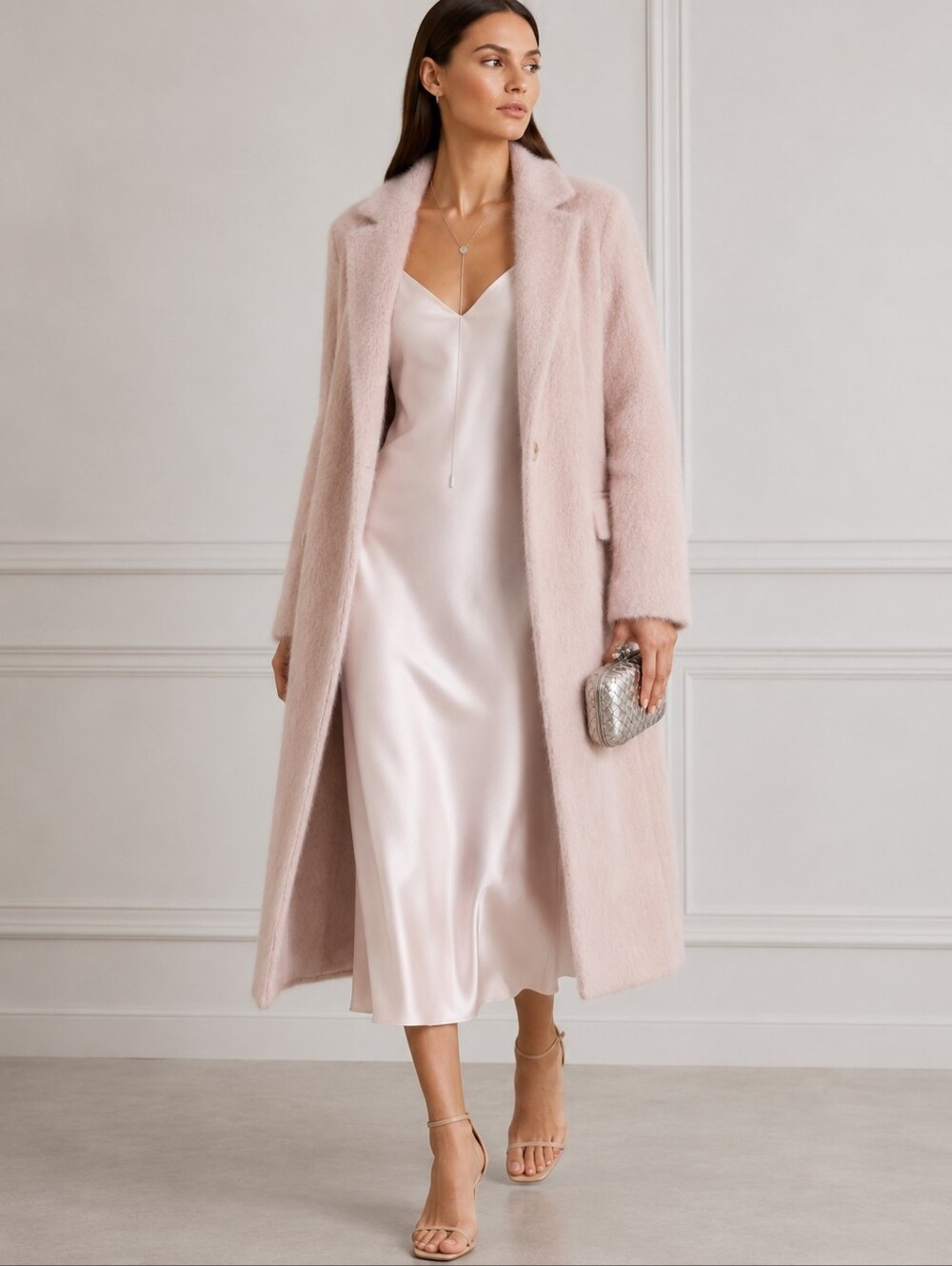 VINCE Pink Wool-blend Belted Coat sz XS
